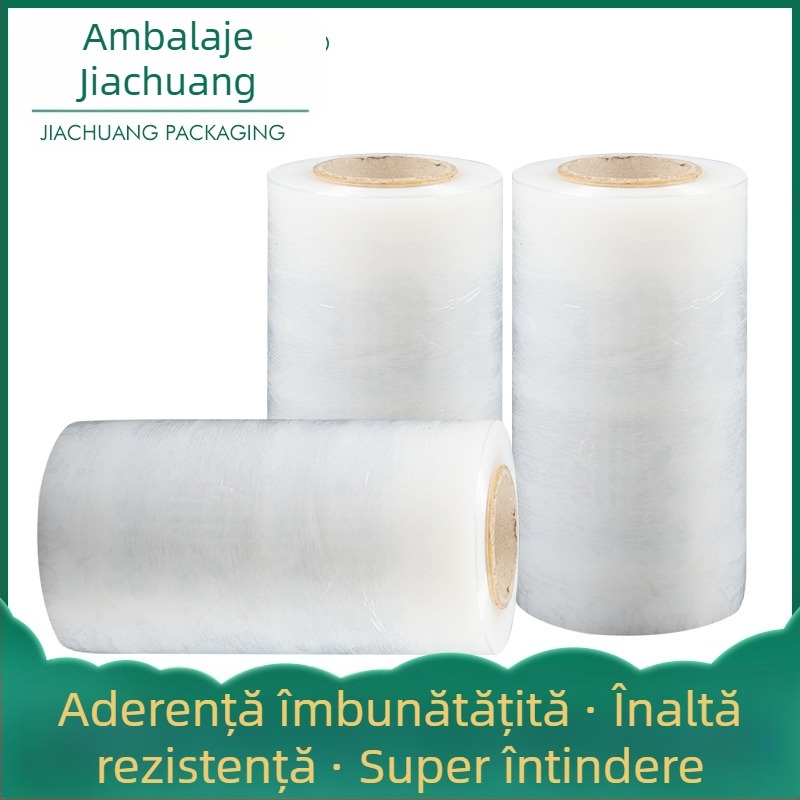 Film de înfășurare – PE transparent, cu vâscozitate mare, greutate netă 4 kg, origine: Linyi, Shandong; marcă: Jiachuang