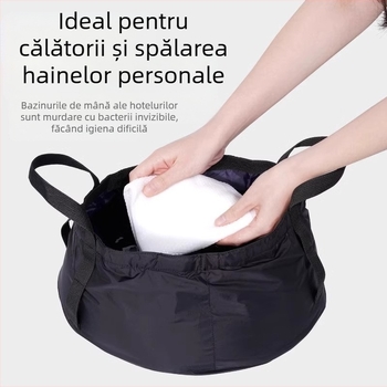 Vas de apă pliabil, portabil pentru călătorii și activități în aer liber; țesătură din tendon de vită; impermeabil; capacitate 8,5 L; personalizare cu logo