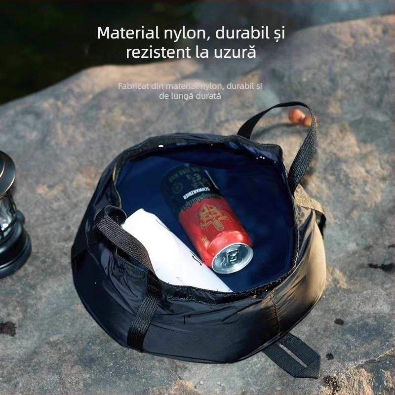 Vas de apă pliabil, portabil pentru călătorii și activități în aer liber; țesătură din tendon de vită; impermeabil; capacitate 8,5 L; personalizare cu logo