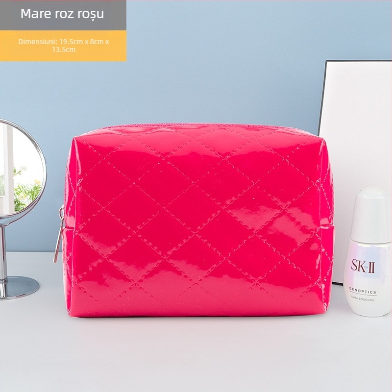 Geantă de cosmetică pentru călătorii — piele PU, impermeabilă, căptușeală poliester, unisex, portabilă