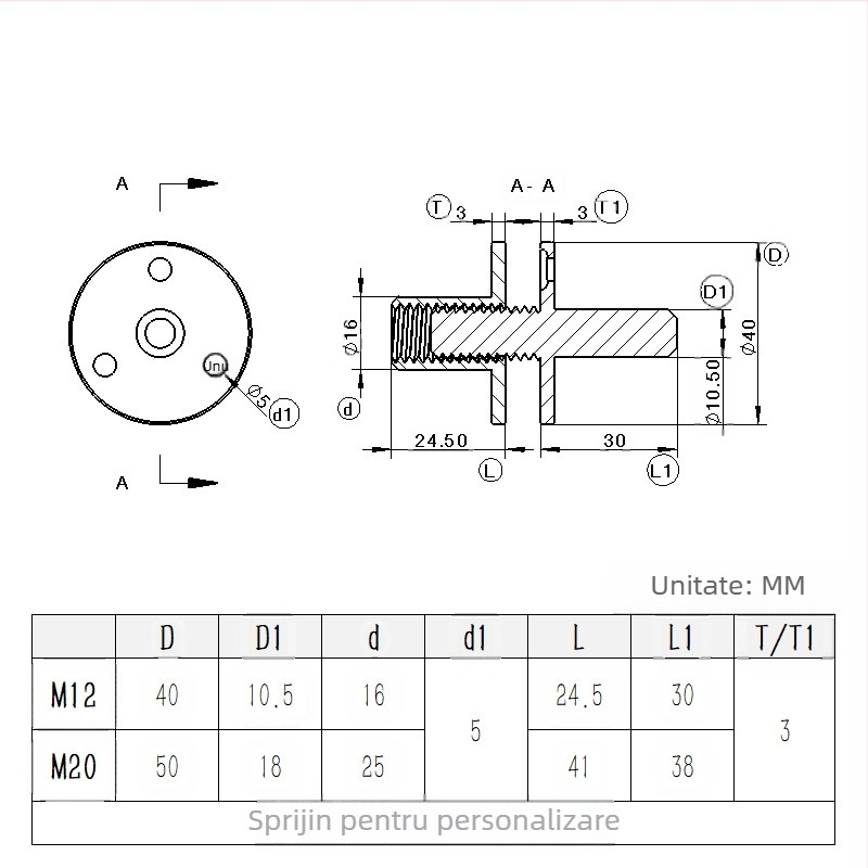 Conector pentru coloană de pat și picior de canapea – Placă de fier cu trei găuri, piuliță rotundă, oțel carbon simplu, electroplacat, GB 50981, marca YURUI