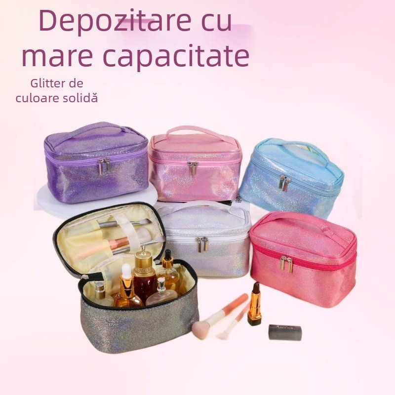 Geantă de depozitare pentru cosmetice cu compartimente separate – Geantă de voiaj cu capacitate mare, din poliester, respirabilă și impermeabilă