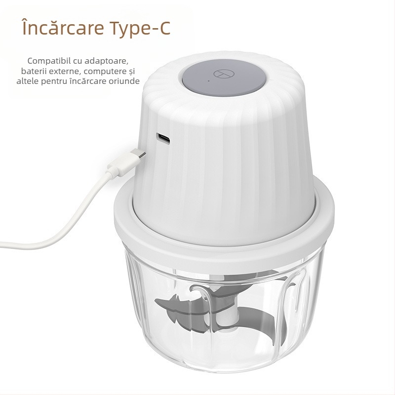 Zdrobitor electric de usturoi, fără fir, portabil, reîncărcabil, 30W, 3.7V, ABS