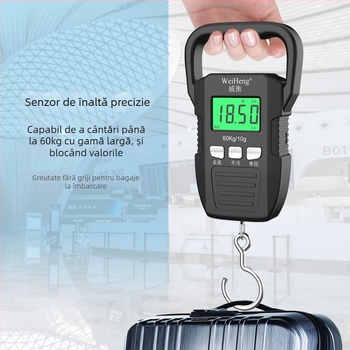 Weiheng WH-A33 cântar digital pentru bagaje, portabil, alimentat cu baterii, 60 kg capacitate