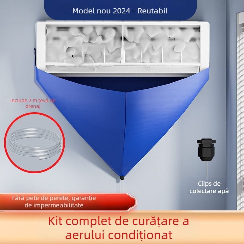 Kit de curățare pentru aer condiționat cu capac de colectare a apei și pungă de colectare a apei, PVC material, stil modern minimalist, formă în V