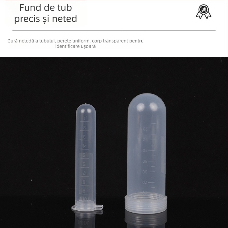 Tub de centrifugă din plastic, cu scară gradată, transparent, cu capac filet, pentru o singură utilizare