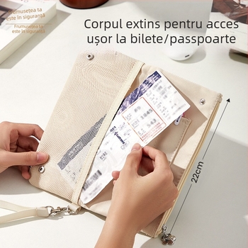 Geantă multifuncțională pentru pașaport și documente - organizator pentru carduri de identificare și bilete, model A012, țesătură, imprimare offset