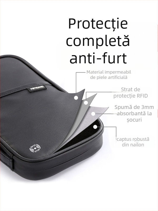 Portofel din nylon pentru pașaport și organizator de documente de la QISE, pentru călătorii de afaceri, impermeabil, anti-furt, extensibil, căptușeală din nylon, Iarna 2023