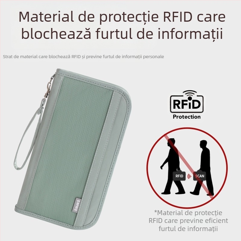 Geantă de pașaport ușoară, anti-furt, poliester, geantă de mână, organizator de călătorie multifuncțional, stil Nordic