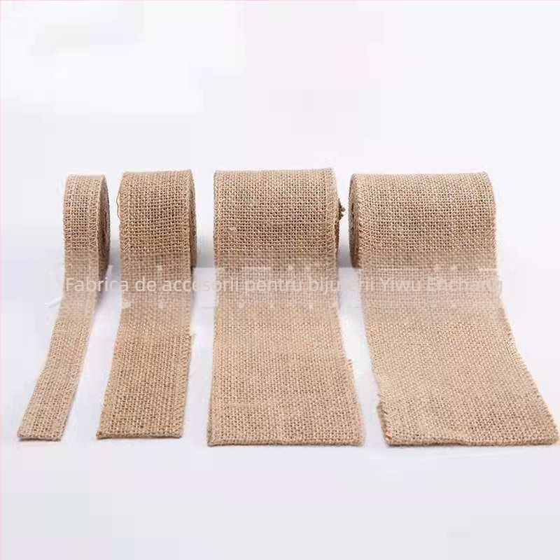Enchang rol de burlap și benzi din pânză de iută cu funie din cânepă pentru proiecte DIY de Crăciun