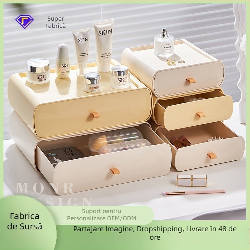 Casetă de depozitare pentru birou cu sertar – Plastic, Momo life, stil modern minimalist, logo tipărit, personalizare