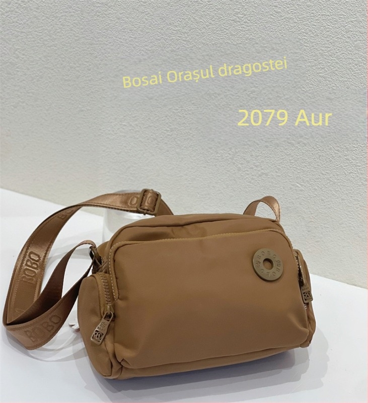 Bou bou geantă de umăr crossbody, material Oxford, formă orizontală dreptunghiulară, închidere cu fermoar, buzunare interne pentru telefon și ID