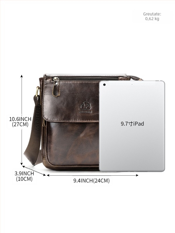 NIUCUNZH Geantă Crossbody pentru Bărbați din Piele Naturală – Piele de Top Layer, Stil Stradal, Rezistentă la Uzură și Extensibilă, Model Monocrom