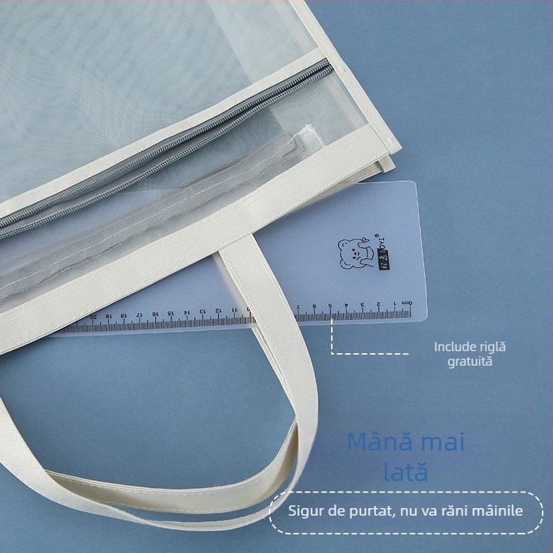 Geantă de depozitare pentru artă cu fermoar Bai Yi, din plasă de nylon, husă de studiu portabilă pentru desene și markere, model: bloc de hârtie