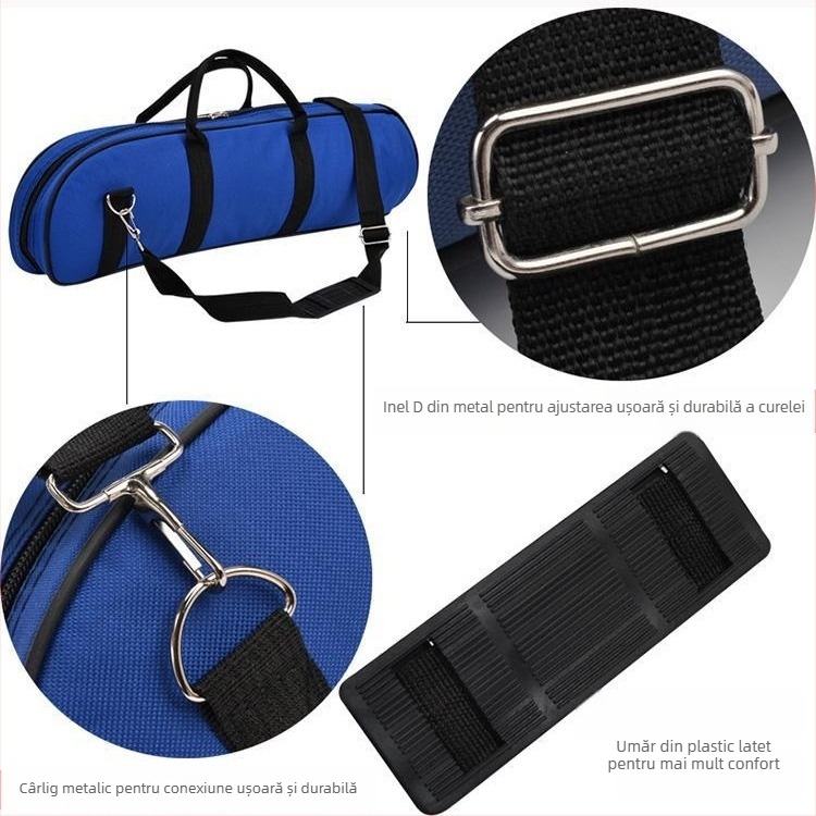 Geantă pentru instrument muzical trompetă, material Oxford, impermeabilă, curea de umăr curbată, buzunar exterior convex, căptușeală din țesătură nețesută