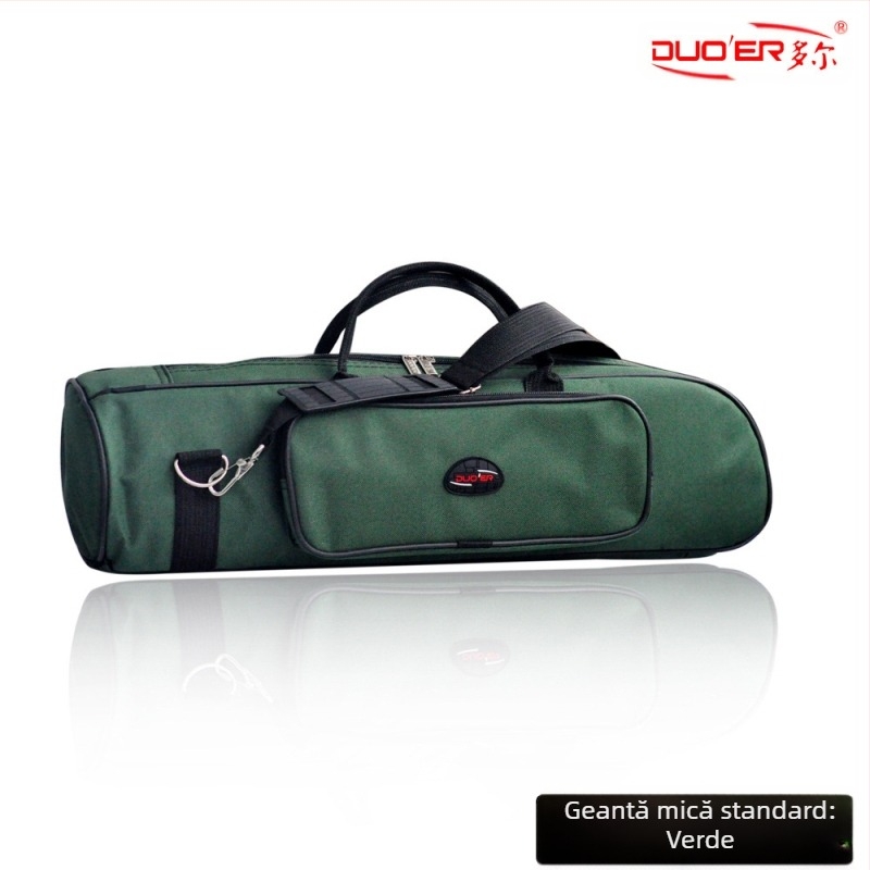 Geantă pentru instrument muzical trompetă, material Oxford, impermeabilă, curea de umăr curbată, buzunar exterior convex, căptușeală din țesătură nețesută