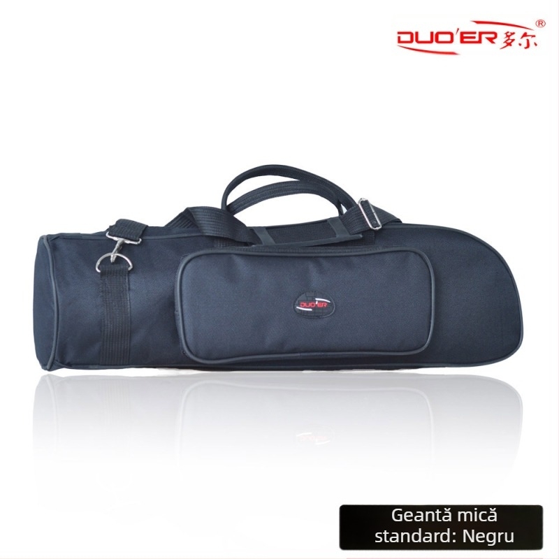 Geantă pentru instrument muzical trompetă, material Oxford, impermeabilă, curea de umăr curbată, buzunar exterior convex, căptușeală din țesătură nețesută