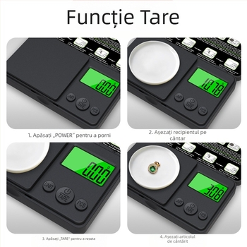 Noul model cu iluminare verde de fundal, cântar de buzunar 1000 g, cântar pentru bijuterii 0,01 carate, compact