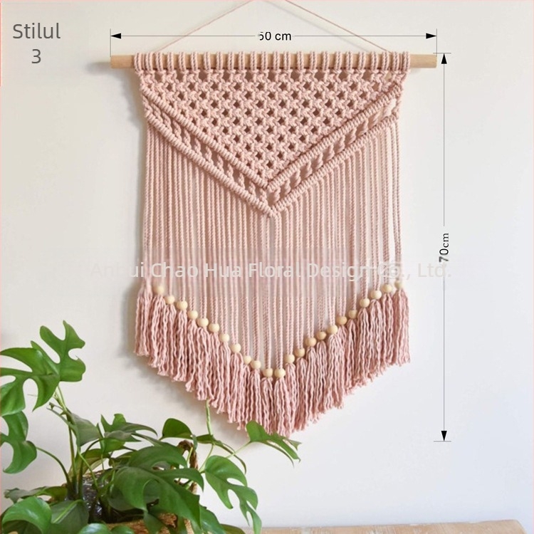 Tapiserie de perete din bumbac, stil boem, țesut manual, formă dreptunghiulară cu model în dungi, potrivit pentru living, hol și dormitor