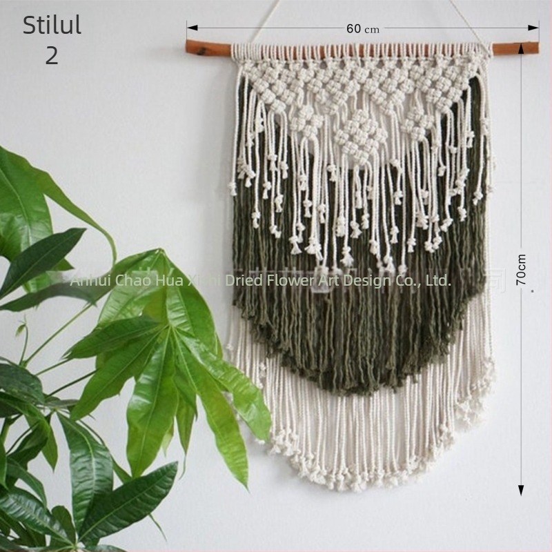 Tapiserie de perete din bumbac, stil boem, țesut manual, formă dreptunghiulară cu model în dungi, potrivit pentru living, hol și dormitor