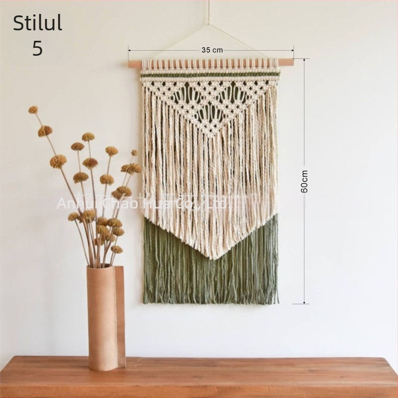 Tapiserie de perete din bumbac, stil boem, țesut manual, formă dreptunghiulară cu model în dungi, potrivit pentru living, hol și dormitor