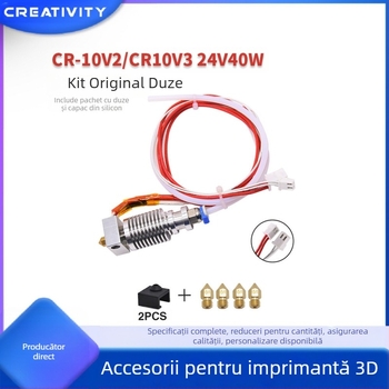 Kit de duze pentru imprimantă 3D CR-10V2/CR-10V3, 24V, 40W, cu kit de silicon
