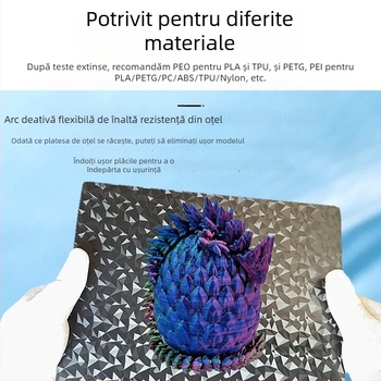 PEI bază de încălzire pentru imprimare 3D, cu bază magnetică și textură pe ambele fețe