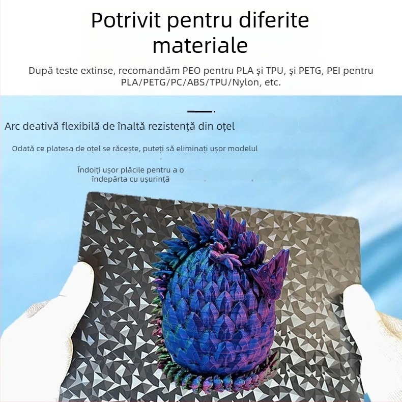 PEI bază de încălzire pentru imprimare 3D, cu bază magnetică și textură pe ambele fețe