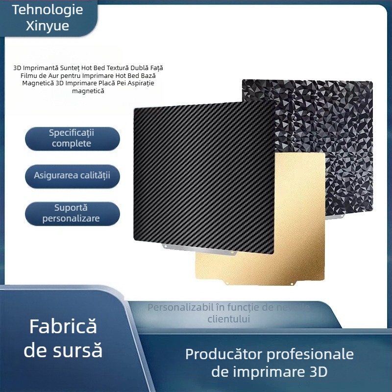 PEI bază de încălzire pentru imprimare 3D, cu bază magnetică și textură pe ambele fețe