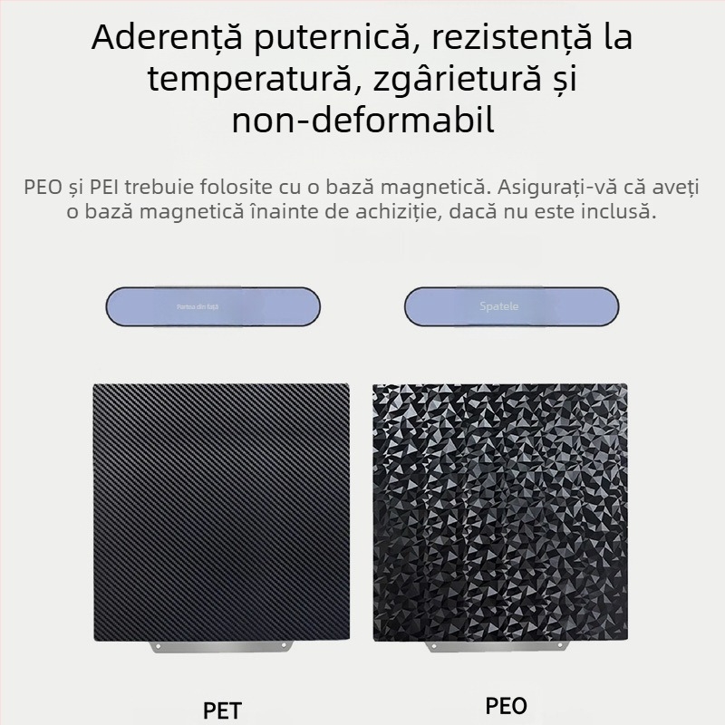 PEI bază de încălzire pentru imprimare 3D, cu bază magnetică și textură pe ambele fețe