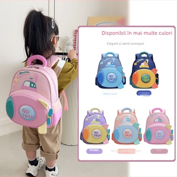 Rucsac pentru copii din EVA – Model rachetă, respirabil, impermeabil, ultra-ușor, bretele cu pernă de aer