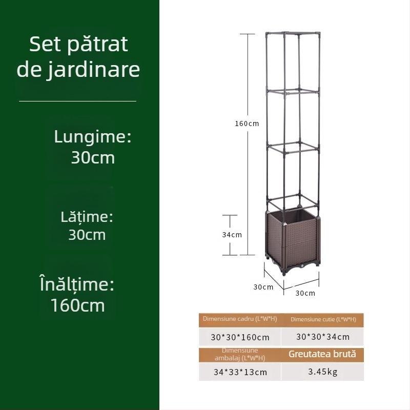 Zhixiao Kit de grădinărit pentru interior: cutie de plantare cu suport pentru cățărare, țevi din oțel cu acoperire din plastic și funie inclusă