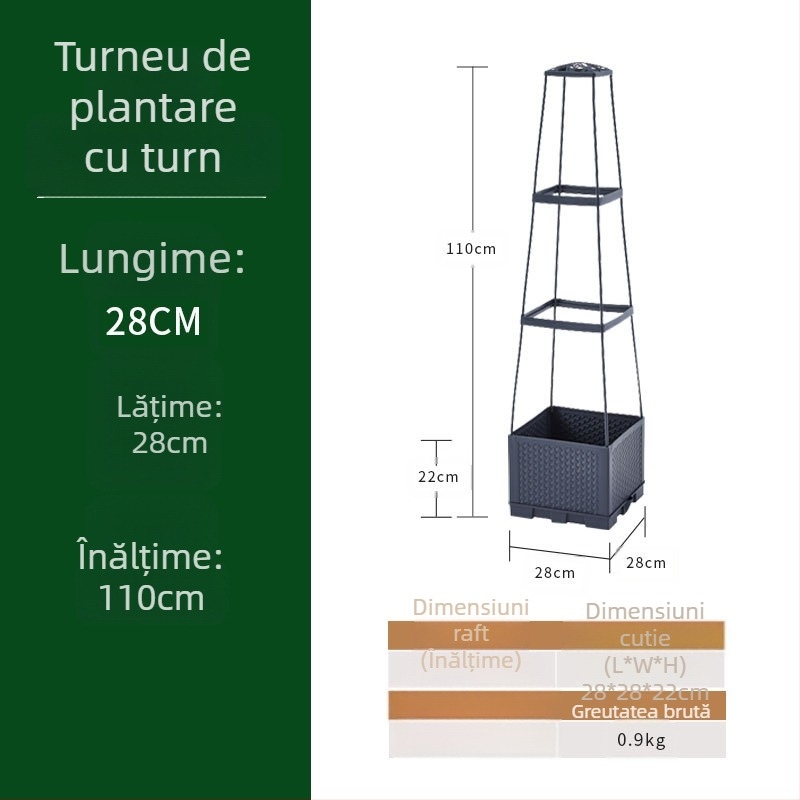 Zhixiao Kit de grădinărit pentru interior: cutie de plantare cu suport pentru cățărare, țevi din oțel cu acoperire din plastic și funie inclusă