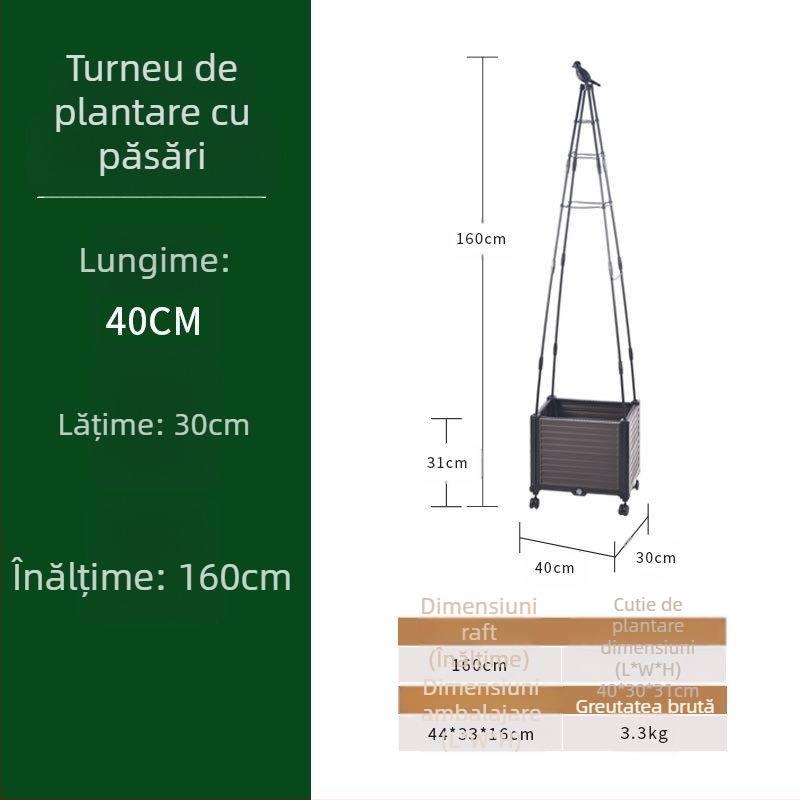 Zhixiao Kit de grădinărit pentru interior: cutie de plantare cu suport pentru cățărare, țevi din oțel cu acoperire din plastic și funie inclusă
