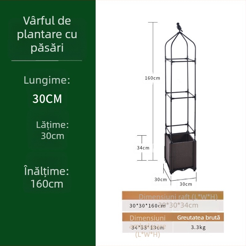 Zhixiao Kit de grădinărit pentru interior: cutie de plantare cu suport pentru cățărare, țevi din oțel cu acoperire din plastic și funie inclusă