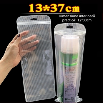 Pungi de ambalare pentru tălpi, pentru mai multe perechi, transparente, mata cu textură în dungi, auto-sealante, cu clapă de 3 cm