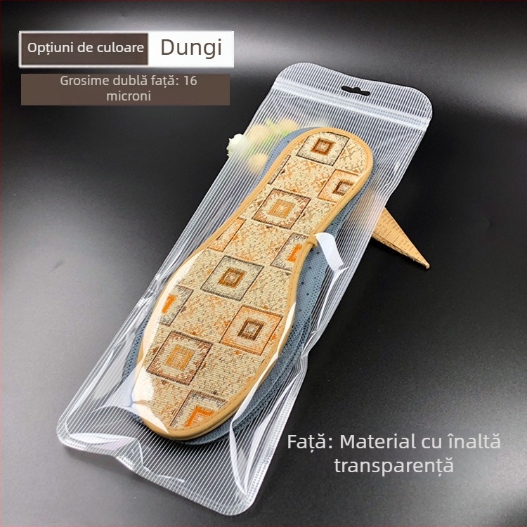 Pungi de ambalare pentru tălpi, pentru mai multe perechi, transparente, mata cu textură în dungi, auto-sealante, cu clapă de 3 cm