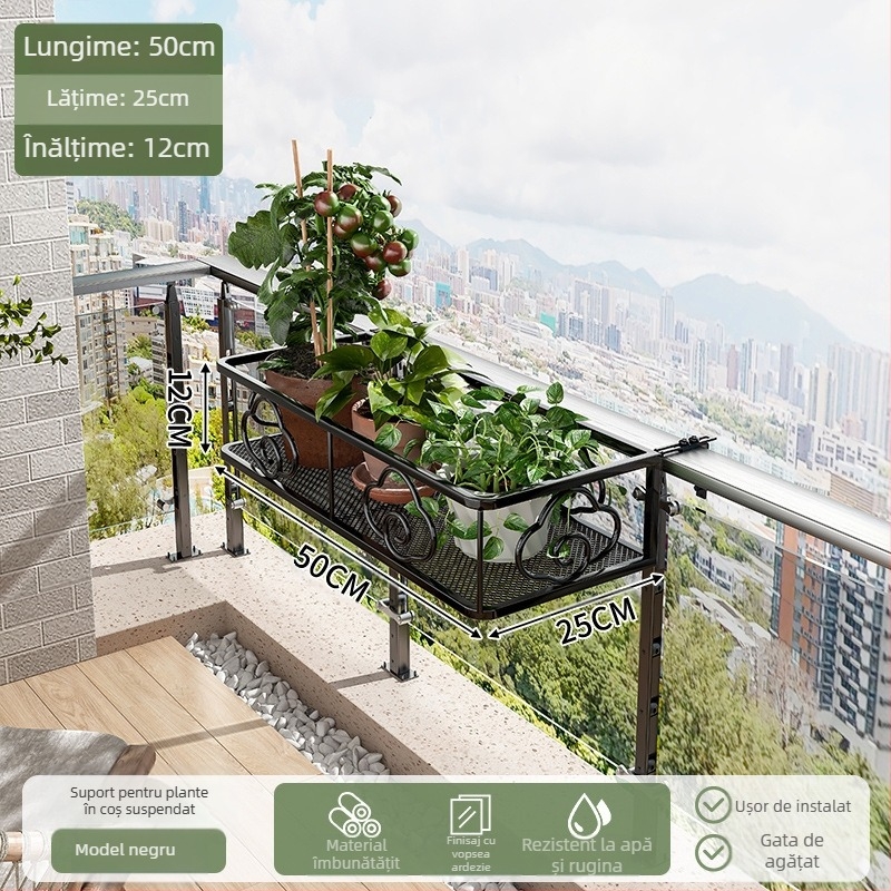 Suport pentru ghivece de perete, metal, un singur nivel, stil pastoral