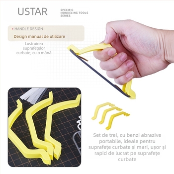 Șlefuitor în formă de arc 91606 pentru șlefuire și lustruire a suprafețelor curbate, cu 6 tipuri de șmirguri; Brand Yousuida; Material plastic