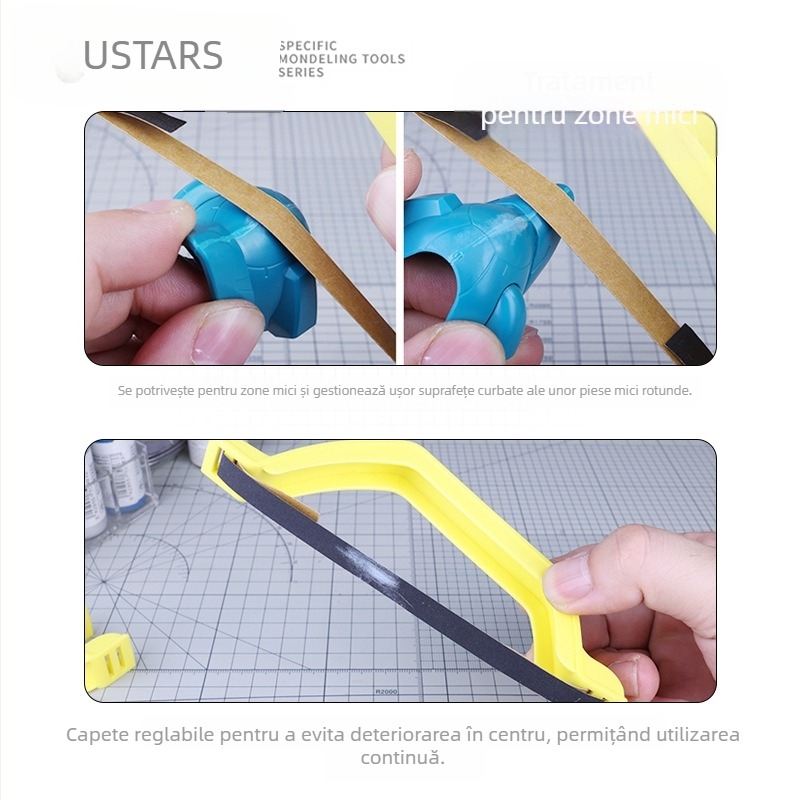 Șlefuitor în formă de arc 91606 pentru șlefuire și lustruire a suprafețelor curbate, cu 6 tipuri de șmirguri; Brand Yousuida; Material plastic