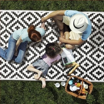 Covoraș Jacquard pentru picnic – ușor de curățat, rezistent la umezeală, din PP, cu utilizare dublă pentru camping și balcon