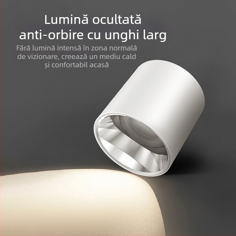Downlight LED rotund, montat pe suprafață, anti-reflexie, CRI ≥90, 3000–6500K