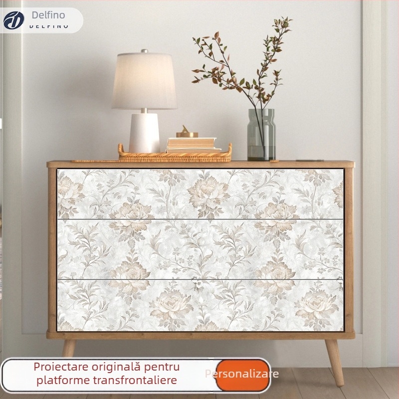 Tapet PVC cu motiv botanic franţuzesc – rezistent la umezeală, multistrat, stil uşor lux, motiv decorativ