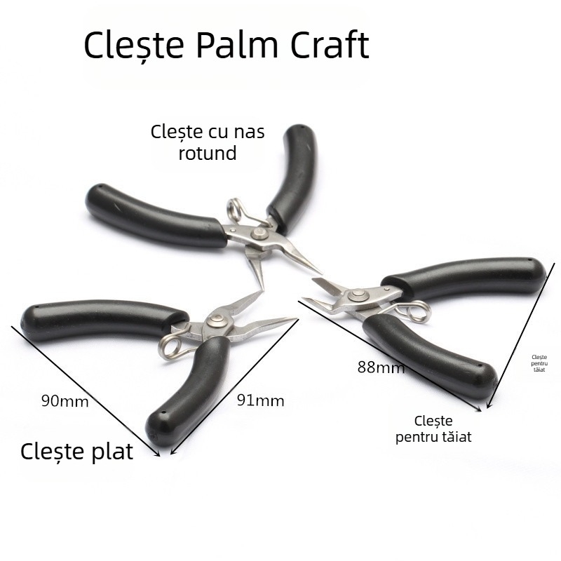 Clește pentru bijuterii – lucrate manual, din oțel inoxidabil, cu nas rotund, nas ascuțit, nas plat și clește de tăiere