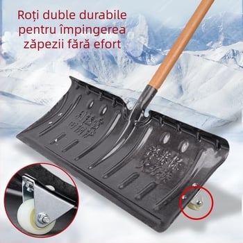 Lopată de zăpadă din oțel mangan, construcție monobloc, întărită prin călire și margine întărită, cu roată, pentru îndepărtarea zăpezii afară