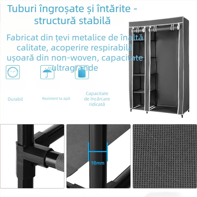 Dulap pentru haine simplu | Material: fibră nețesută, PP; Brand: Fuzhi; Model: 86572; Stil: modern minimalist; Personalizare disponibilă