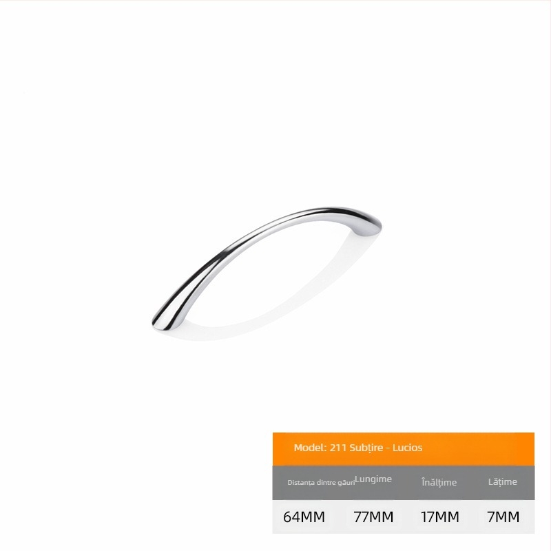 Mâner pentru dulapuri și sertare – aliaj de zinc, placare electrolitică, Modelul 211, rezistent la uzură