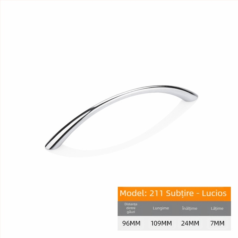 Mâner pentru dulapuri și sertare – aliaj de zinc, placare electrolitică, Modelul 211, rezistent la uzură