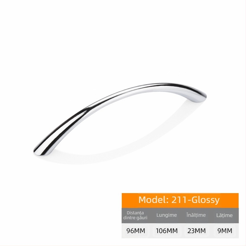 Mâner pentru dulapuri și sertare – aliaj de zinc, placare electrolitică, Modelul 211, rezistent la uzură