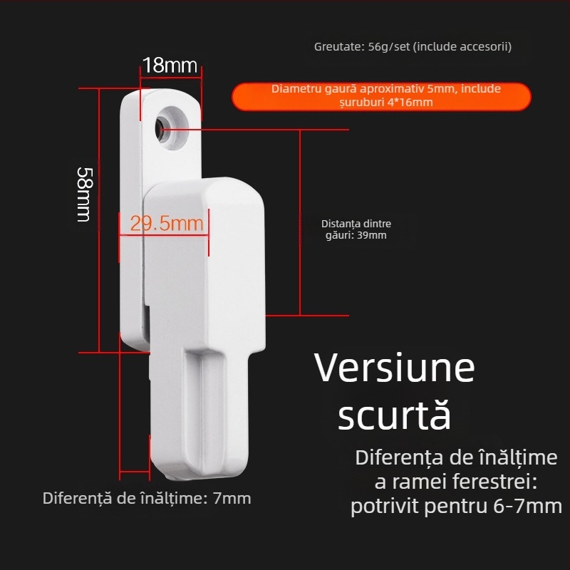 Top Valley încuietoare pentru ferestre casement – în formă de T, deschidere interioară/exterioară, aliaj de aluminiu, stil Light Luxury